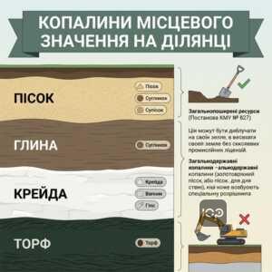 Перелік корисних копалин місцевого значення для видобування на ділянці