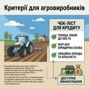 Критерії для фермерів до 500 га для отримання кредиту