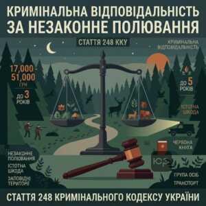 Кримінальна відповідальність за незаконне полювання стаття 248 ККУ штрафи та обмеження волі
