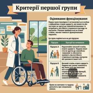 Критерії встановлення першої групи інвалідності при оцінюванні функціонування
