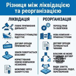 Порівняння ліквідації та реорганізації орендаря