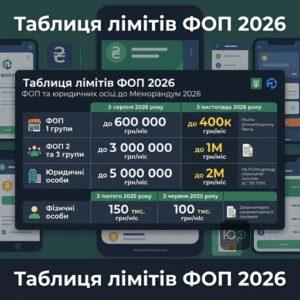 Таблиця нових лімітів для ФОП та юридичних осіб згідно з Меморандумом 2026
