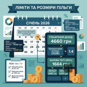 Таблиця порівняння лімітів доходу для застосування податкової соціальної пільги