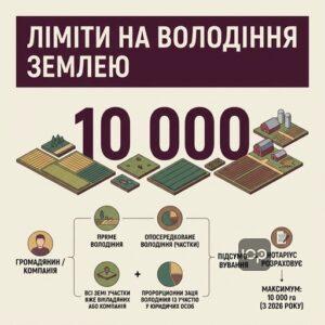 Розрахунок ліміту власності на землю 10000 гектарів 2026 року