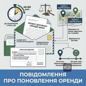 Процедура надсилання листа-повідомлення про поновлення договору оренди землі.