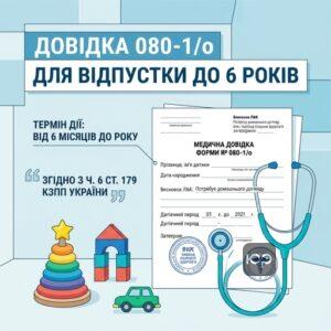 Медична довідка форми 080-1/о для оформлення відпустки до 6 років за станом здоров'я дитини