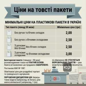Таблиця мінімальних цін на пластикові пакети в Україні
