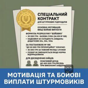 Додаткова винагорода за Постановою 168 та спеціальні контракти для штурмових підрозділів