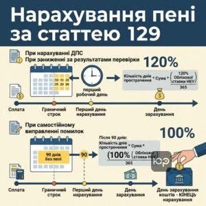 Порядок та строки нарахування пені відповідно до статті 129 Податкового кодексу України