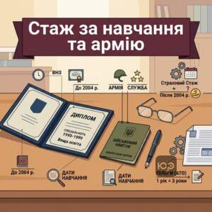 Зарахування навчання та армії до страхового стажу для пенсії