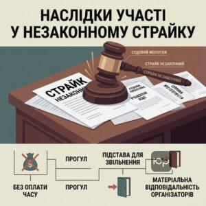 Незаконний страйк наслідки судова практика відповідальність працівників