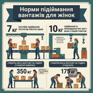 Таблиця граничних норм ваги для жінок на роботі в Україні