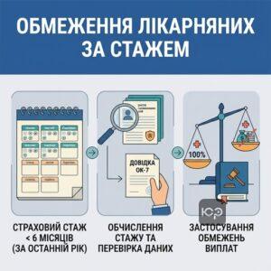 Обмеження лікарняних при страховому стажі менше 6 місяців у 2026 році