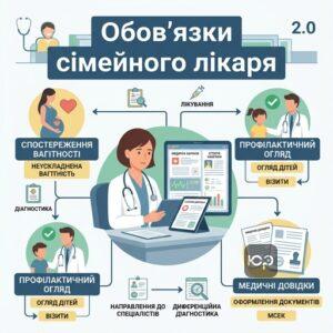 Основні обов'язки сімейного лікаря первинної медичної допомоги щодо ведення пацієнтів та оформлення документів