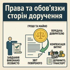 Обов'язки повіреного щодо звітування та передачі майна довірителю