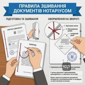 Технічне оформлення нотаріальне засвідчення перекладу документів зшивання аркушів