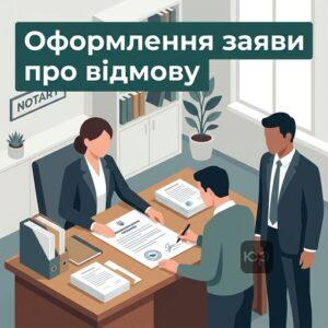 Юрист помогает клиенту подготовить и подать заявление об отказе от наследства у нотариуса