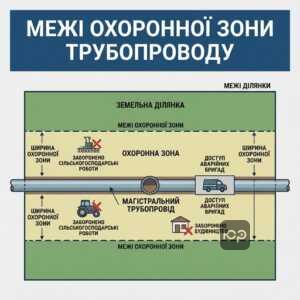 Охоронна зона магістрального трубопроводу на земельній ділянці та її межі