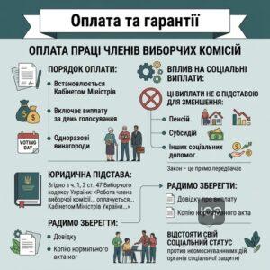 Опис оплати праці членів виборчих комісій та як це впливає на соціальні виплати і субсидії