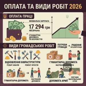 Оплата праці та види громадських робіт для безробітних у 2026 році