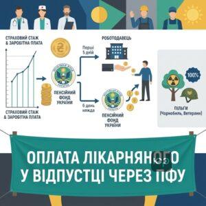 Процес оплати лікарняного під час відпустки через Пенсійний фонд України