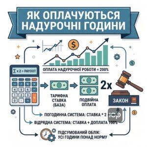 Як розраховується подвійна оплата за надурочні години при погодинній та відрядній системі оплати праці в Україні