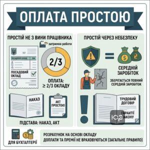 оплата простою на підприємстві 2/3 окладу або середній заробіток