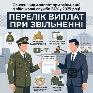 Основні види виплат при звільненні з військової служби ЗСУ у 2025 році