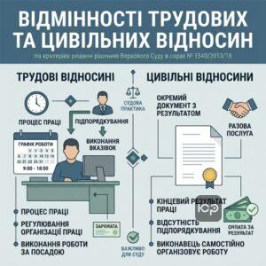 Критерії відмежування трудового договору від цивільно-правового за рішенням суду