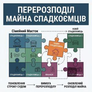 Порядок перерозподілу майна коли виконується розподіл спадщини між спадкоємцями після поновлення строку