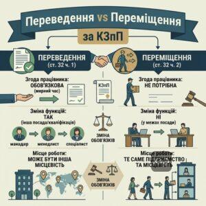 Порівняння переведення та переміщення працівника за трудовим кодексом