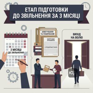 Підготовка засуджених до звільнення та допомога адміністрації колонії за три місяці до виходу на волю