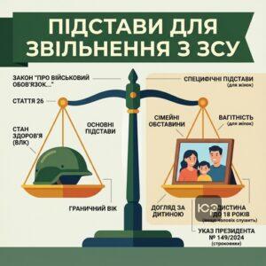 Перелік підстав для звільнення з військової служби під час війни для чоловіків та жінок