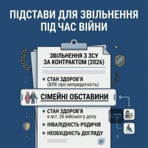 Підстави для звільнення з ЗСУ під час воєнного стану для контрактників у 2026 році
