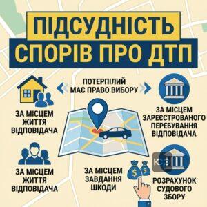 Схематичне зображення підсудності справ про відшкодування майнової шкоди ДТП