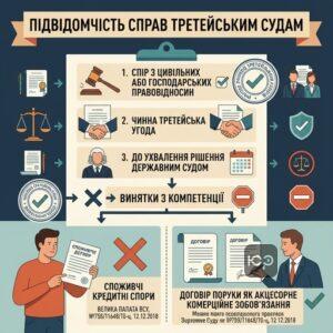 Підвідомчість справ третейським судам та винятки з компетенції