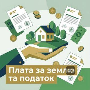 Графічне зображення про земельний податок та обов'язкові платежі за користування землею в Україні
