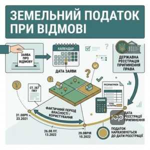Податкові зобов'язання при припиненні права власності на землю згідно зі статтею 287 ПКУ.