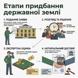 Етапи оформлення права власності на земельну ділянку державної або комунальної власності.
