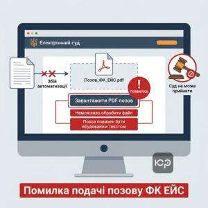 Схема помилкового завантаження позову ФК ЕЙС позов в систему Електронний суд
