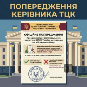 Офіційне попередження ТЦК про кримінальну відповідальність за статтею 337 КК
