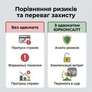 Сравнение результатов судебного процесса без адвоката и с адвокатом ЮРКОНСАЛТ