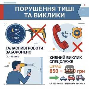 штраф за порушення тиші та хибний виклик поліції