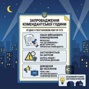 Порядок запровадження комендантської години згідно з постановою 573