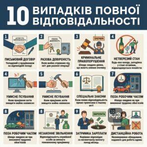 Перелік 10 випадків повної матеріальної відповідальності згідно зі статтею 134 КЗпП
