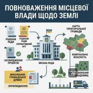 Повноваження органів місцевого самоврядування у сфері земельних відносин та створення кладовищ.