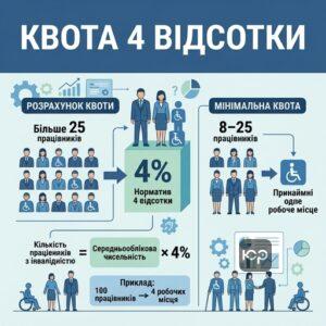 Розрахунок квоти 4 відсотки для працевлаштування осіб з інвалідністю