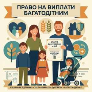 Допомога багатодітним сім'ям 2025: критерії отримання виплати на третю дитину