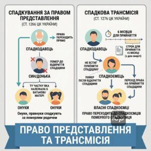 Схема що пояснює спадкування за правом представлення та трансмісію