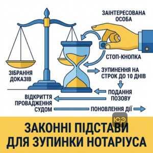 Зупинення вчинення нотаріальних дій на підставі закону про нотаріат